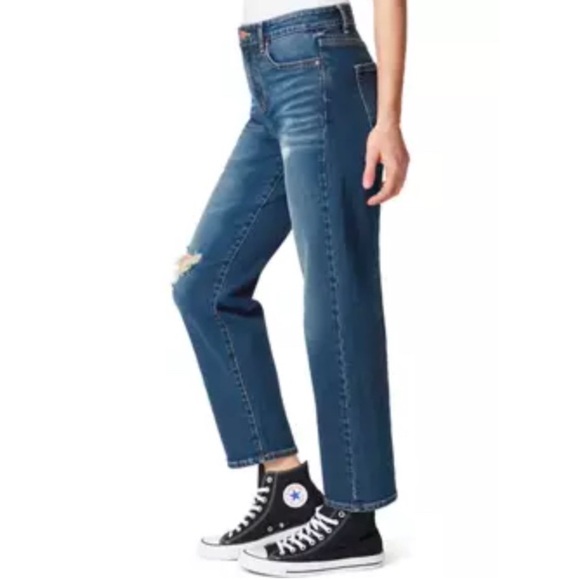 NWT [Frayed] High Rise Distressed Straight Leg Denim Jeans Women’s Size 29 - Picture 3 of 8